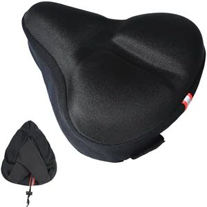 RIXOW Coprisella Bici Gel Grande, Coprisella Cyclette con Strisce Riflettenti, Sellino in Gel per Bicicletta, Universale Copri Sellino per MTB E-Bike Spinning (27 x 26 x 8cm)