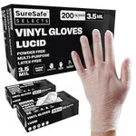 [200 Pack] SURESAFE Clear Vinyl Gloves Medium, Multipurpose 3.5 Mil Latex Free Disposable Gloves, Cleaning Gloves, Kitchen gloves, Food Prep Gloves Disposable, Cooking Gloves, Tattoo Gloves