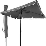 VOUNOT Garden Parasol, Tilt Balcony Umbrella, Sun Shade for Outdoor, Garden, Balcony, Patio, Beach, 200 x 125 cm Rectangular UV 50+, Grey, wiht Cover, 4505823739927