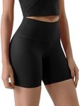 ODODOS ODLIFT Compression Shorts for Women, 6" Inseam High Waist Workout Biker Shorts with Inner Pocket, Black, Medium