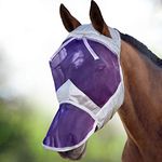 Harrison Howard CareMaster Horse Fly Mask Full Face No Ears Silver/Purple Retro Large Full Size