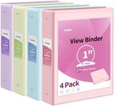 SUNEE 3 Ring Binder 1 Inch 4 Pack, Clear View Binder Three Ring PVC-Free (Fit 8.5x11 Inches) for School Binder or Office Binder Supplies, Assorted Pastel Binder