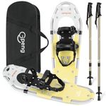 Gpeng 3 in 1 Lightweight Snowshoes with Crampon Protector for Women Men Youth Kids, Aluminum Terrain Snow Shoes with Trekking Poles and Carrying Tote Bag, Yellow, 21"