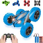 Pup Go Stunt Car for Kids Age 5 6 7, 4WD 2.4GHz Remote Control Cars 2 X Rechargeable Batteries, 360° Rolling Rotation & Double Side Flips, for Boys 5-8 Years Old Blue