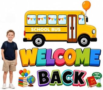 Lawn Cards Outdoor Garden Party Decorations Extra Large Back to School Yard Signs with Stakes Welcome Back to School Decoration School Bus Photo Props First Day of School (Back to School)