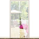 Magnetic Fly Screen Door, EGNBU Anti Mosquito Fly Curtain Door Screens Nets, Top-to-Bottom Seal Snaps Shut Automatically, Keep Fresh Air in&Bugs Out, Install Without Drilling (90x210cm White