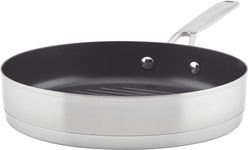 KitchenAid - 3-Ply Base Brushed Stainless Steel Nonstick Round Grill Pan (26cm/10.25in)