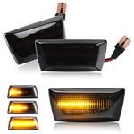 Dynamic Side Indicator Turn Signal Light, LED Flowing Side Marker Repeater Smoke Replacement for V-auxhall O-pel Adam Astra H Corsa D Corsa E Insignia A Meriua B Zafira B(Black，1 Pair)