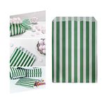 Candy Paper Bags 7" x 9" 1000Pcs Green Striped Sweet Favour Bags for Christmas Party Chocolates Desserts By Tezraftaar®