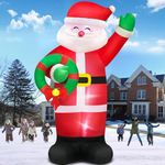 12FT Christmas Inflatables Santa Claus Outdoor Decorations, Inflatable Santa Claus with Garland Blow up Built-in LEDs for Outdside Yard Garden Lawn Patio Xmas Decor