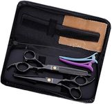 JYHY Professional Hair Cutting Scissors Shears Barber Thinning Set Kit- Family Hair Cutting,Barber Hair Cutting Tool Thinning texturizing,6" (Black)