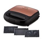 Morphy Richards 3 In 1 750 Watt Sandwich Maker|Toast, Waffle and Grill| Anti Skid Feet|Easy Vertical Storage|Detachable Plate with Swiss Non Stick Coating| 2 Year Product Warranty, Multicolor