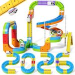 Upgrade Electric Train Set, 3D Cube Track-DIY Rail Cube Block Kit, 113PCS STEM Gravity-Defying Motorized Trains Race Tracks Toys Gift for Kids Boys Girls Age 3 4 5 6 7 8+