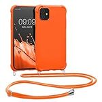 kwmobile Crossbody Case Compatible with Apple iPhone 11 Case - TPU Silicone Cover with Strap - Fruity Orange