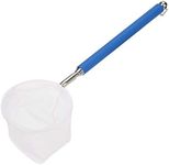 Adjustable Mini Fishing Net Pole for Aquarium Fish Tank Shrimp 20-57.5cm Expandable (Round net-Blue)