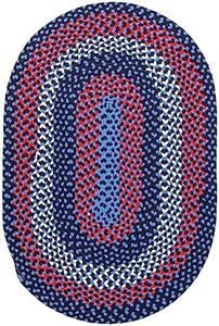 Super Area Rugs Oval 3' X 5' Blue - Red - Navy Oval Braided Rug for Farmhouse/Nautical/Primitive Style Spaces