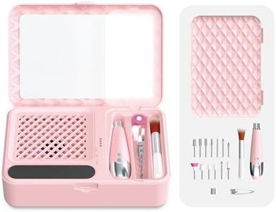 Portable Nail Dust Collector Deluxe Kit, Rechargeable Cordless Nail Quiet Vacuum Fan Cleaner with Mirror & Reusable Filters, Rich Nail Tech Tools, Compact Travel Size, Best Gifts for Women Teen Girls