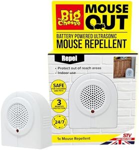 The Big Cheese Mouse Out Battery Powered Mouse Repellent - Portable Ultrasonic Rodent Deterrent - Long-Lasting 3 Month Protection – Safe for People & Pets - Ideal for Attics, Sheds, Garages