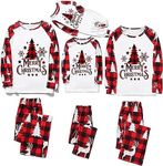 Oriental eLife Christmas Pajamas Family Set, Long Sleeve T-Shirt Plaid Christmas Pajamas, Family Christmas Party Pajamas 2-Piece Set, Christmas Tree Pajamas