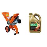 Forest Master FM6DD 6hp Petrol compact self-feeding wood chipper. Powerful garden machine delivers up to 3600 rmp. Chips up to 50mm (2 inch) & Redex 10W-40 Part Synthetic Motor Engine Oil 2Litre