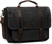 Messenger Bag for Men, KASQO Waxed Canvas Vintage Satchel 15.6 Inch Laptop Computer Shoulder Work Bag Business Briefcase, Gray