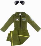 2 Pcs Boys Air Force Fighter Pilot Costume Set Pilot Outfits Captain Uniform for Kids Halloween Dress Up Cosplay Pretend play Party (10-12 Years(140-150cm）, Pilot Costume Set 1)