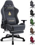 Vittanly Gaming Chair, Ergonomic Computer Chairs with Headrest and Lumbar Support, PC Chair with Adjustable Armrests Footrest for Gaming or Office, Grey
