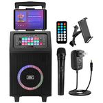 PYLE Portable Karaoke PA Speaker System - 600W 8” Rechargeable BT Speaker, TWS, Party Lights, LED Display, FM/AUX/MP3/USB/SD, Wheels - Wireless Mic, Remote Control - PHP18DJT, Black