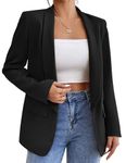 Dazosue Women Shawl Collar Blazer Casual Open Front Buttonless Flap Pocket Business Office Suit Jacket Black M