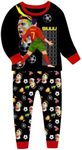 Kids Boys Football Soccer Pajamas Set T-shirt + Pant Pjs Set Children Outfits Sleepwears (12T,Red)