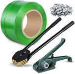 Mouuy Banding Strapping Kit with Strapping Tensioner Tool Banding Sealer Tool 250 Metal Seals 1000FT Heavy Duty Polyester PET Pallet Packaging Packing Strapping Banding Roll