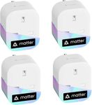 Meross Matter Smart Plug Mini with Energy Monitoring, Works with Apple HomeKit, Alexa, Google Home, SmartThings, WiFi Plug with Voice Remote Control, 13A, 4 Packs