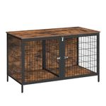 MAHANCRIS Dog Crate Furniture for 2 Dogs, 110 cm Dog Kennel with Removable Divider, Heavy Sturdy Dog Furniture Style Double Cage for Small Medium Dog, Indoor Dog House End Table, Rustic Brown DCHR1201