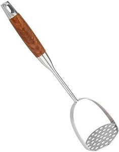 Presse Puree Manuel Ecrase Pomme De Terre en acier inoxydable Ricer Ricer en bois Poigure en bois Heavy Duting Hole Kitchen Restaurant Mash Potato Masher pour haricots Légumes Viande citrouille