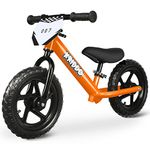 KRIDDO Toddler Balance Bike 2 Year Old, Age 24 Months to 5 Years Old, 12 Inch Push Bicycle with Customize Plate (3 Sets of Stickers Included), Steady Balancing, Gift Bike for 2-3 Boys Girls, Orange