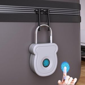 Bstsilver Fingerprint Padlock 20 User w/USB Key for Gym Locker, Biometric Lock for Luggage Backpack Case Box Suitcase Bag, Smart Combination Cable Latch for School Office RV Travel Drawer Cabinet