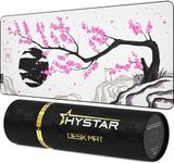 Hystar Extended Gaming Mouse Pad | XXL 36" x 16" | 5mm Thick, Waterproof Surface, Smooth Polyester Fabric, and Natural Rubber Base | Sakura Light