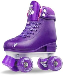 Crazy Skates Adjustable Roller Skates for Girls and Boys - Glitter Pop Collection - Size Adjustable to fit Four Sizes - Purple (Size: Medium | 3-6)