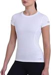 TCA Women's Atomic Short Sleeve Quickdry Gym Running Training Top - White (UPF 50+), XL
