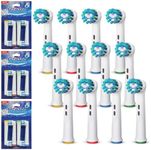 Replacement Toothbrush Heads Compatible with Oral-B Braun 12 Pcs Professional Electric Toothbrush Heads Brush Heads Replacement for Heads Refill Pro 500/1000/1500/3000/3757/5000/7000/7500/8000