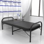 Honey Touch® Metal Folding Bed Single Size with Double Layer Mattress for Sleeping Guest Bed Easily Storable - Matte Finish,Black