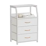 Furnulem White Nightstand with 3 Dr