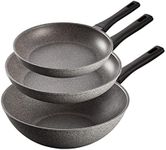 ZWILLING Terreno 3 Piece Granitium Non-Stick Frying Pan & Wok Set - All Cooktops, Oven Safe, Frying Pan Skillet, Dishwasher Safe, Made in Italy