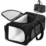 Petsfit Cat Carrier Airline Approved Large Cat Carrier,Foldable Cat Carriers Medium Two-Way Placement on Plane for Cats and Small Dogs, Black,47cm x 24cm x 31cm