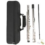 Miwayer C Flutes Closed Hole 16-Key Flute Nickel Woodwinds for Beginner Kids Student Flute Instrument with Carrying Case, Cleaning kit, Gloves, Tuning Rod (Nickel Silver)