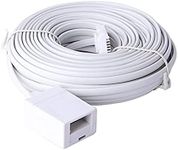 BT Telephone Extension Cable10M, White BT Male to Female Extension Cable 6-Pin Straight Through Telephone Extension Cable for BT UK Landline Phone Cord Home & Office Fax Modem Extender 6 Wire (10M)