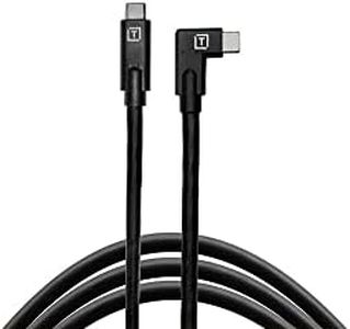 Tether Tools TetherPro USB-C to USB-C Right Angle Cable | for Power Delivery, Fast Transfer and Connection Between Camera and Computer | Non-Reflective Black | 15 feet (4.6 m)
