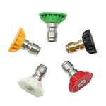 1/4 inch Pressure Washer Spray Nozzle Tips, 5 Pcs Multiple Degrees Quick-Connect to 4000 PSI High Pressure Washer Parts Kit