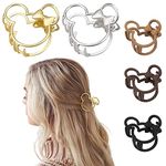 5PCS Mouse Lady Thick Hair Barrette, Vintage Metal ABS Resin Hair Claw Clips Hair Jaw Clips, Hollow Non-slip Hair Clips for Mouse Ears Theme Party, Hair Accessories for Women Girls Adult Kids