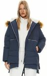 Orolay Women's Thickened Down Jacket Winter Hooded Coat with Faux Fur Trim Navy 5X